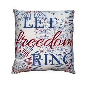AACORS Patriotic "Let Freedom Ring" Fireworks Throw Pillow Square‎ 14x14 July 4